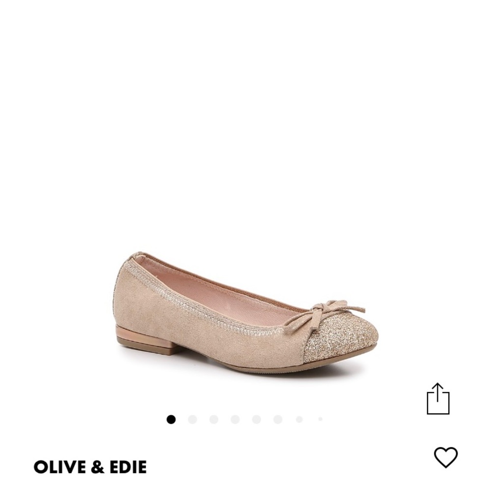 Girls’ Glitter Ballet Flats – Size 4 – Blush/Gold  ( Big girls)